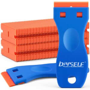 diyself 2 pack plastic razor blade scraper, extra 100pcs plastic razor blades refills, plastic scraper tool, razor scraper tool, blade scraper tool for removing vinyl, decals, stickers, labels, glue