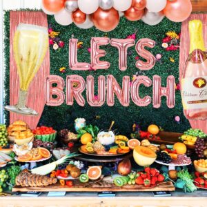 LaVenty 43 PCS Lets Brunch Decoration Brunch and Bubbly Bridal Shower Decoration Lets Brunch Sign Banner Floral Bridal Shower Decoration