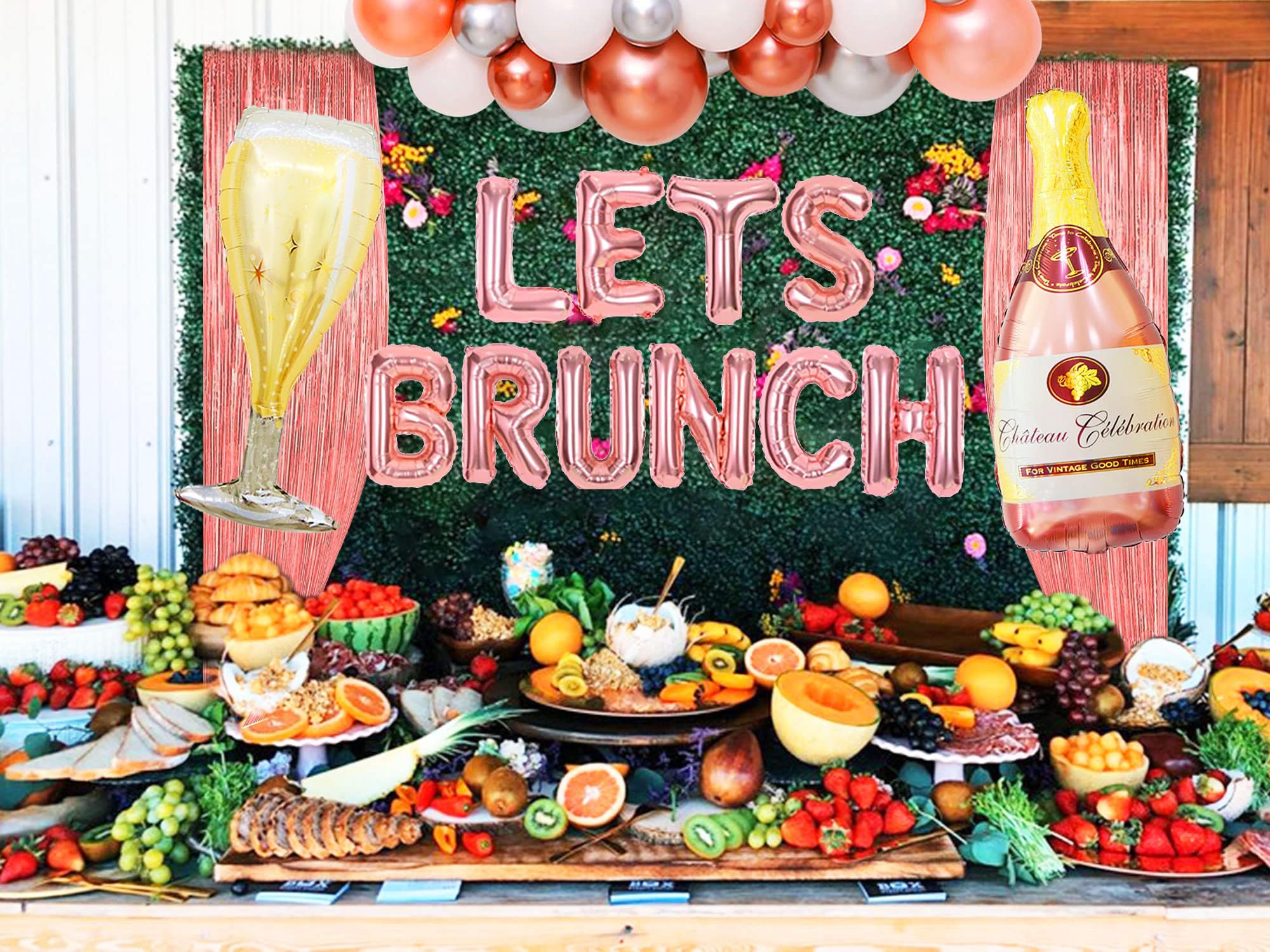 LaVenty 43 PCS Lets Brunch Decoration Brunch and Bubbly Bridal Shower Decoration Lets Brunch Sign Banner Floral Bridal Shower Decoration