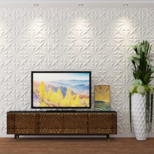 MIX3D Decorative 3D Wall Panels Star Textured PVC Wall Panels for Interior Wall Decor, 12''x12'' White Pack of 33 Tiles Cover 32 Sq. Ft