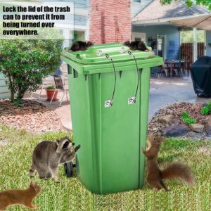 2 Packs Trash Can Lock Heavy Duty Outdoor Garbage Trash Can Lid Lock Rubber Coated Wire Rope to Keep Trash Lid Closed, Prevent Animals from Rummaging