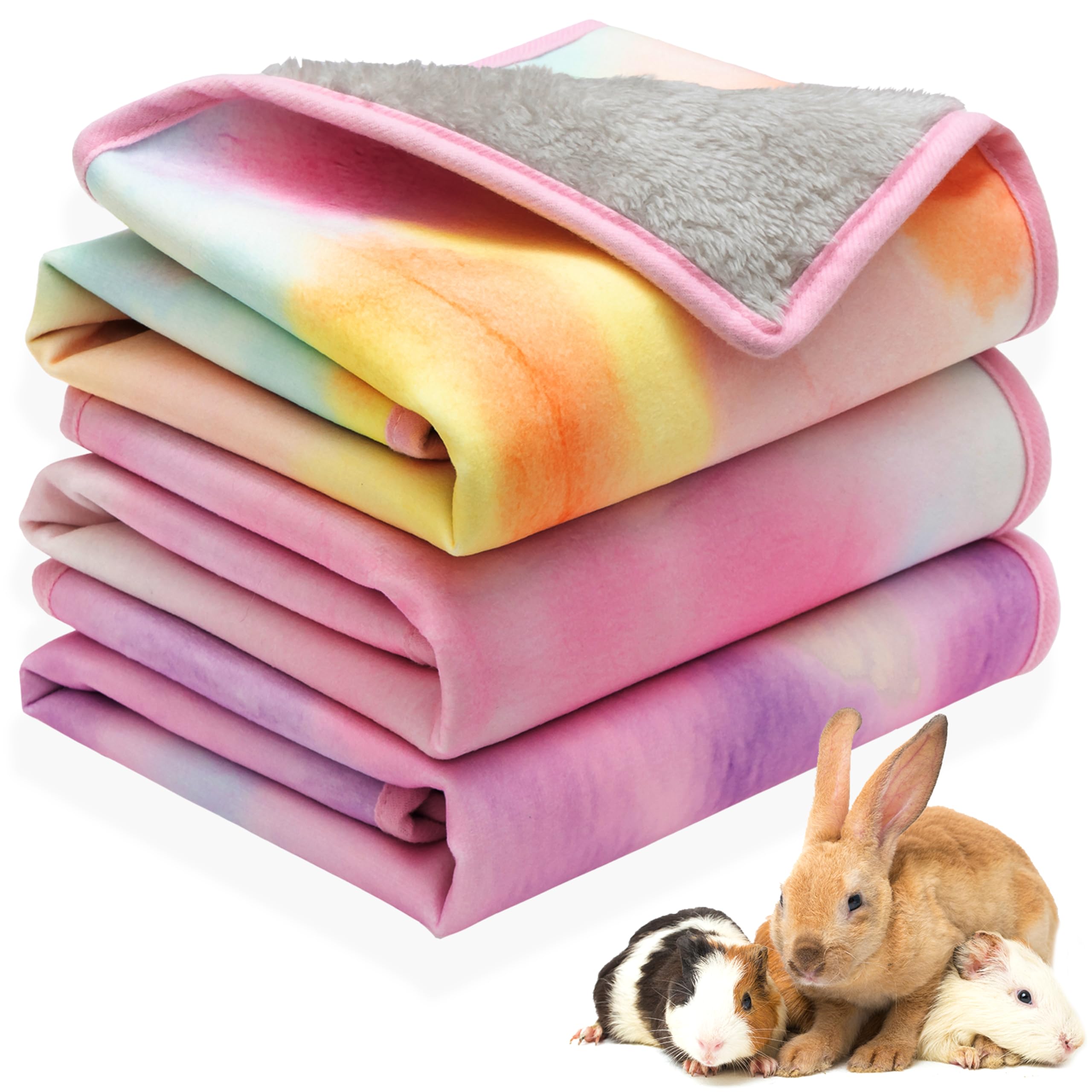 ORZECHKO Guinea Pig Bedding - 3 Pack Waterproof Small Animal Cage Accessories for Guinea Pig Rat Hamster Chinchilla Hedgehog Rabbit Ferret- Washable Soft Fleece Pet Cage Liner Mat Blankets