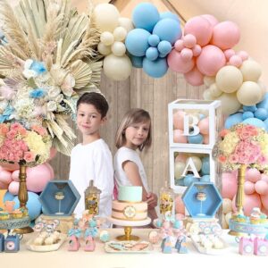 DIY Gender Reveal Party Decorations - 176pcs Pink and Blue Balloons Arch Kit, Baby Box with Letters(BABY) for Baby Gender Reveal Decor Party Supplies Boy or Girl Baby Shower Revelacion Genero Backdrop