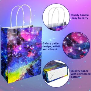 GITMIWS 24 Pack Galaxy Gift Bags with Tissues - 8.7'' Small Galaxy Party Favor Bags with handles, Paper Goodie Treat Bags for Kids Birthday, Baby Shower Galaxy Party Supplies