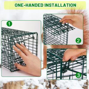 Qualirey 2 Pcs Humane Squirrel Trap Heavy Duty Live Animal Chipmunk Trap Catch and Release Rat Trap for Outdoor Small Animals Mouse Raccoon Stray Cat Rodent Weasels (16 x 5 x 5 Inch)