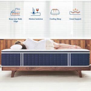 Coolvie 14 Inch California King Mattress, Hybrid Cal King Mattress in a Box, Medium Firm Feel, 4 Layer Premium Foam with Pocket Springs for Motion Isolation, Pressure Relieving, 100-Night Trial