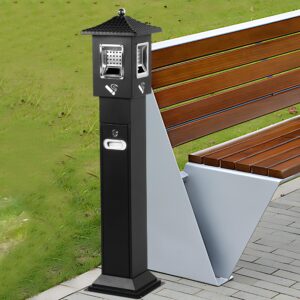 AIWFL 47" Height Outdoor Trash Receptacle, Commercial Trash Can, Standing Garbage Can Large Waste Trash Container Bin for Cafeterias Office Patio Backyard Pub Club Garage (Black)