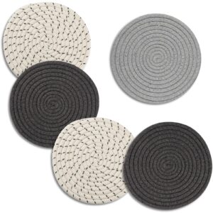 trivets for hot dishes, 5 pcs 8 inches trivets for hot pots and pans, heat resistant hot pads, pot holders for kitchen, hot plate mats for table, home essentials, farmhouse decor