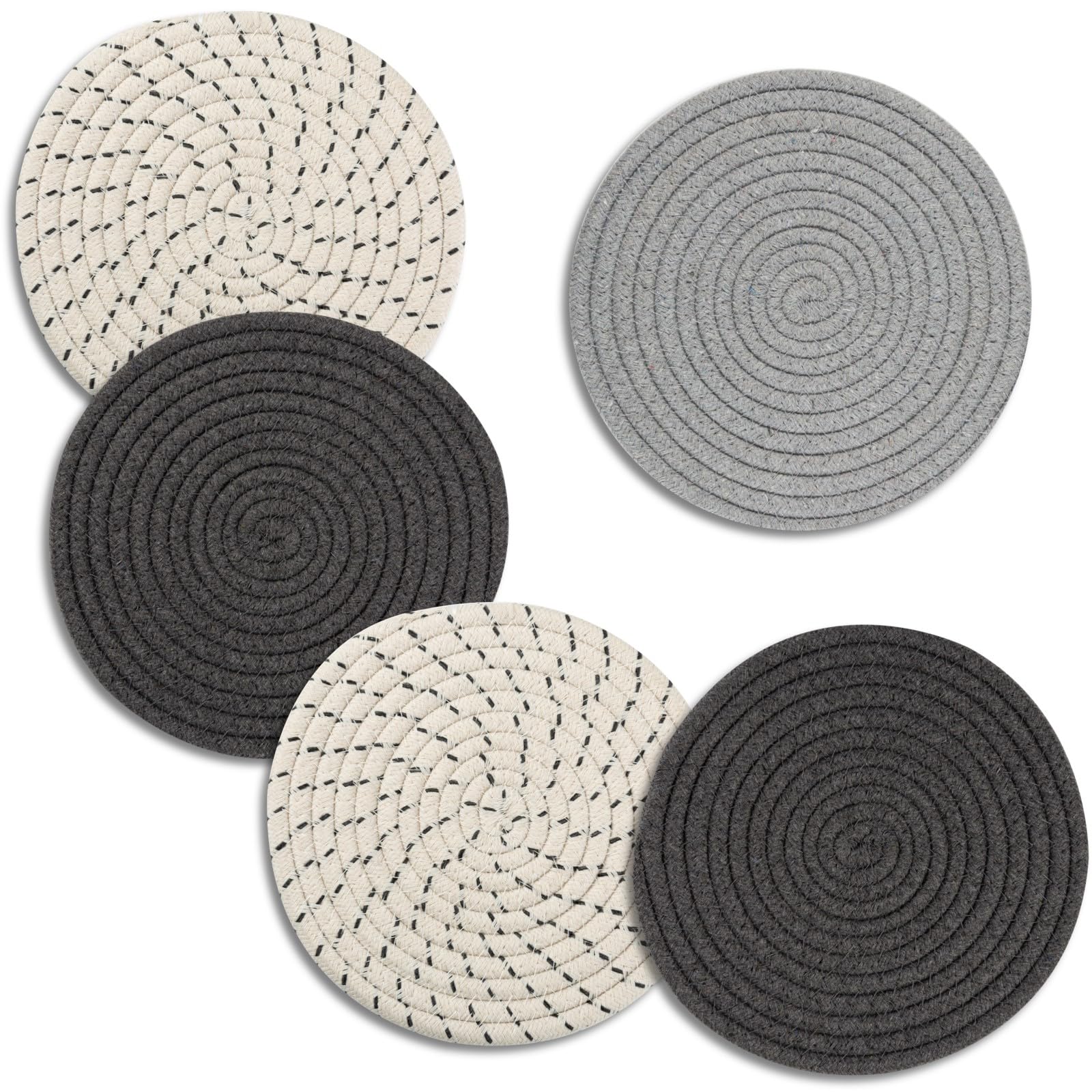 Trivets for Hot Dishes, 5 Pcs 8 inches Trivets for Hot pots and Pans, Heat Resistant Hot Pads, Pot Holders for Kitchen, Hot Plate Mats for Table, Home Essentials, Farmhouse Decor