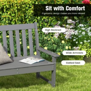 Tangkula 2-Person Outdoor Garden Park Bench, All-Weather HDPE Patio Loveseat Chair with Cozy Backrest, Ergonomic Loveseat Bench for Backyard, Poolside, Front Porch, 705 lbs Max Load