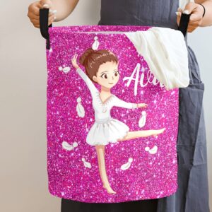 Personalized Girl Dance Ballet Laundry Baskets Custom Name or text Laundry Hampers for Women Man as Festival Gift