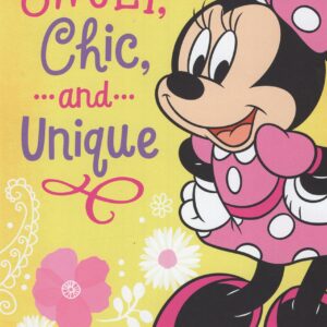 Minnie Mouse Happy Birthday Card for Granddaughter - Yellow, Includes Envelope