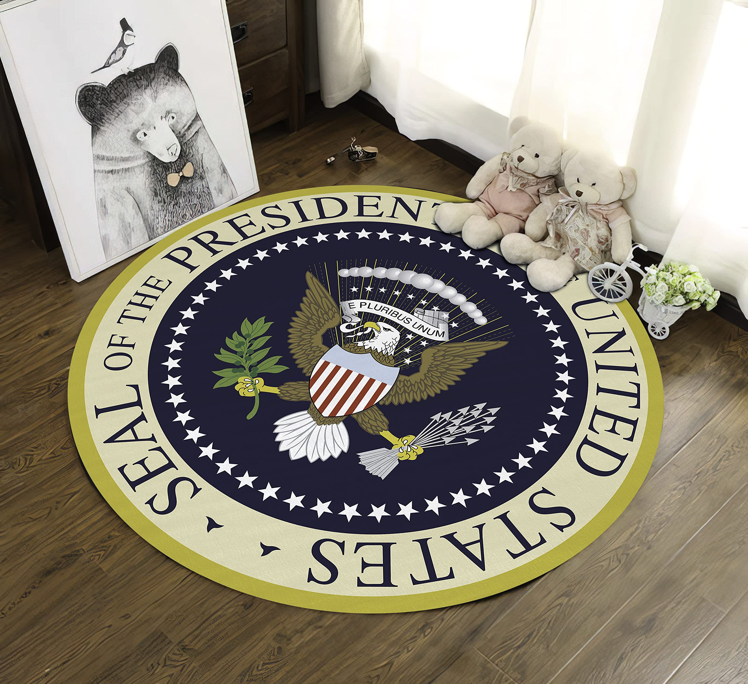 Rugendary Seal of President of United States Rug American Eagle Carpet Office Area Rug Living Room Bedroom Kitchen Doormat (Ultra Soft Quality, 4x4 ft.)