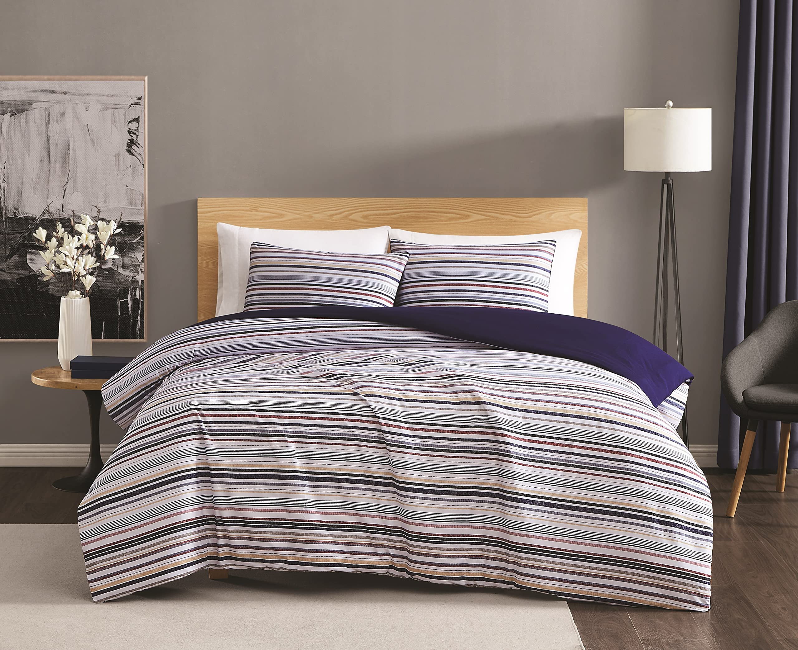 Truly Soft Teagan Stripe Stripe Full/Queen 3 Piece Duvet Cover Set