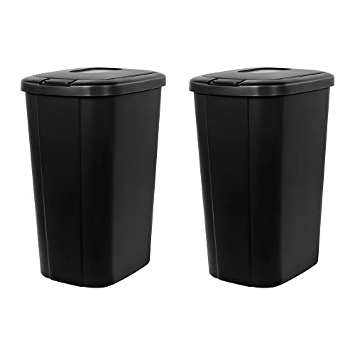 13.3 Gallon Trash Can, Touch Top Slim Kitchen Trash Can, Black, Pack of 2 (Color : Black)