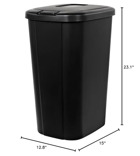 13.3 Gallon Trash Can, Touch Top Slim Kitchen Trash Can, Black, Pack of 2 (Color : Black)