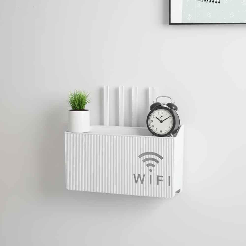 Bins Wall-Mounted Router Box Office Media Decor Console WiFi WiFi Box Wireless Storage Boxes Rack Bracket Hangings Wall Shelf (White)