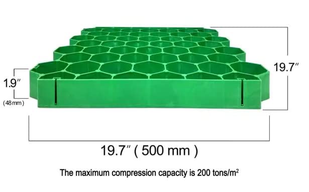 Permeable Grass Pavers Grid Flat-Interlocked,HDPE Plastic Shed Base for Landscaping and Soil Reinforcement in Parking Lots,RV and Boat Storage Pads,Driveways (4 Pieces/11 sq.ft.) (Green)