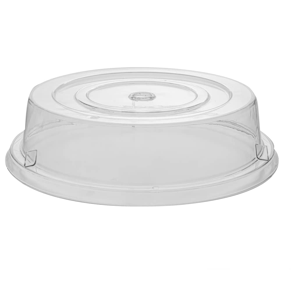 Restaurantware Cater Tek 11 Inch Polycarbonate Plate Cover 1 Shatterproof Dish Cover - Microwavable Endures Up To 210F Clear Plastic Splatter Cover With Finger Hole For 11 Inch Plates