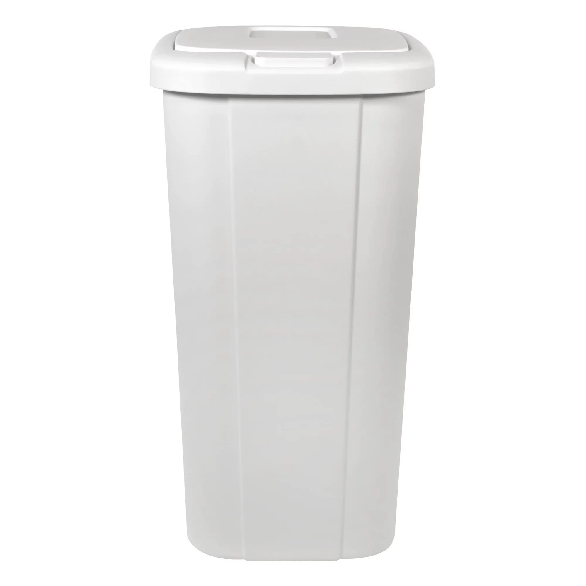 Solid Color 13.3 Gal Touch Top Plastic Trash Can, Spring Loaded Lid Garbage Bin for Kitchen,Home, Bedroom, Bathroom,Office & Slim Space-Saving (White)