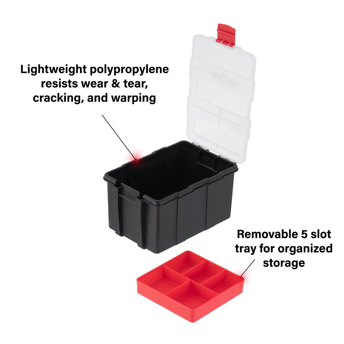 INTERTOOL Small Parts Hardware Tool Box, Home Toolbox, Removable 5-slot Tray, Compartment Plastic Organizer, Nails, Screws, Nuts, Bolts, First Aid Crafts Storage, Sewing, BX08-4041