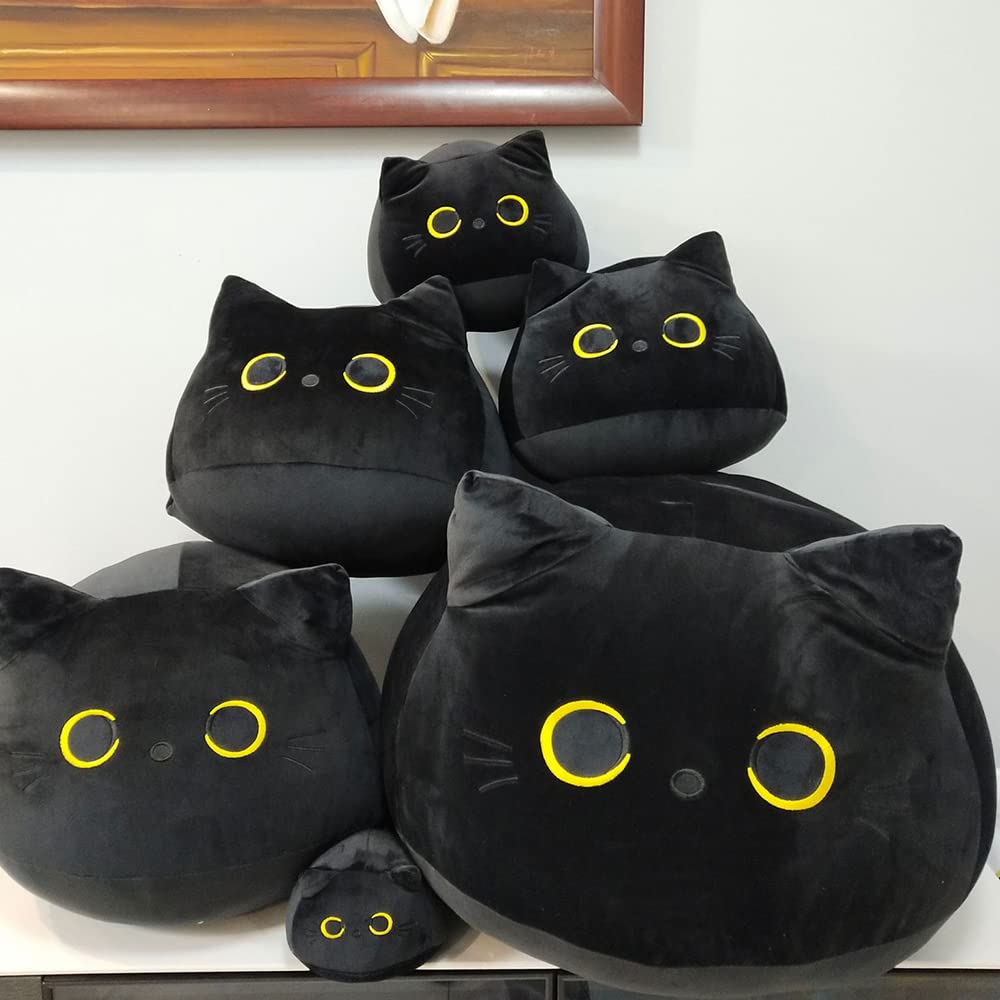 SecretCastle Black Cat Plush Toy Pillow Soft Plush Doll Cat Plushie Cat Pillow,Stuffed Animal Lifelike Toys (7.8‘’/20 cm)