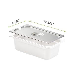 HECMAC 6-Pack 1/3 Size Slotted Hotel Pan Cover,Stainless Steel Solid Steam Table Catering Food Pan Lid with Handle