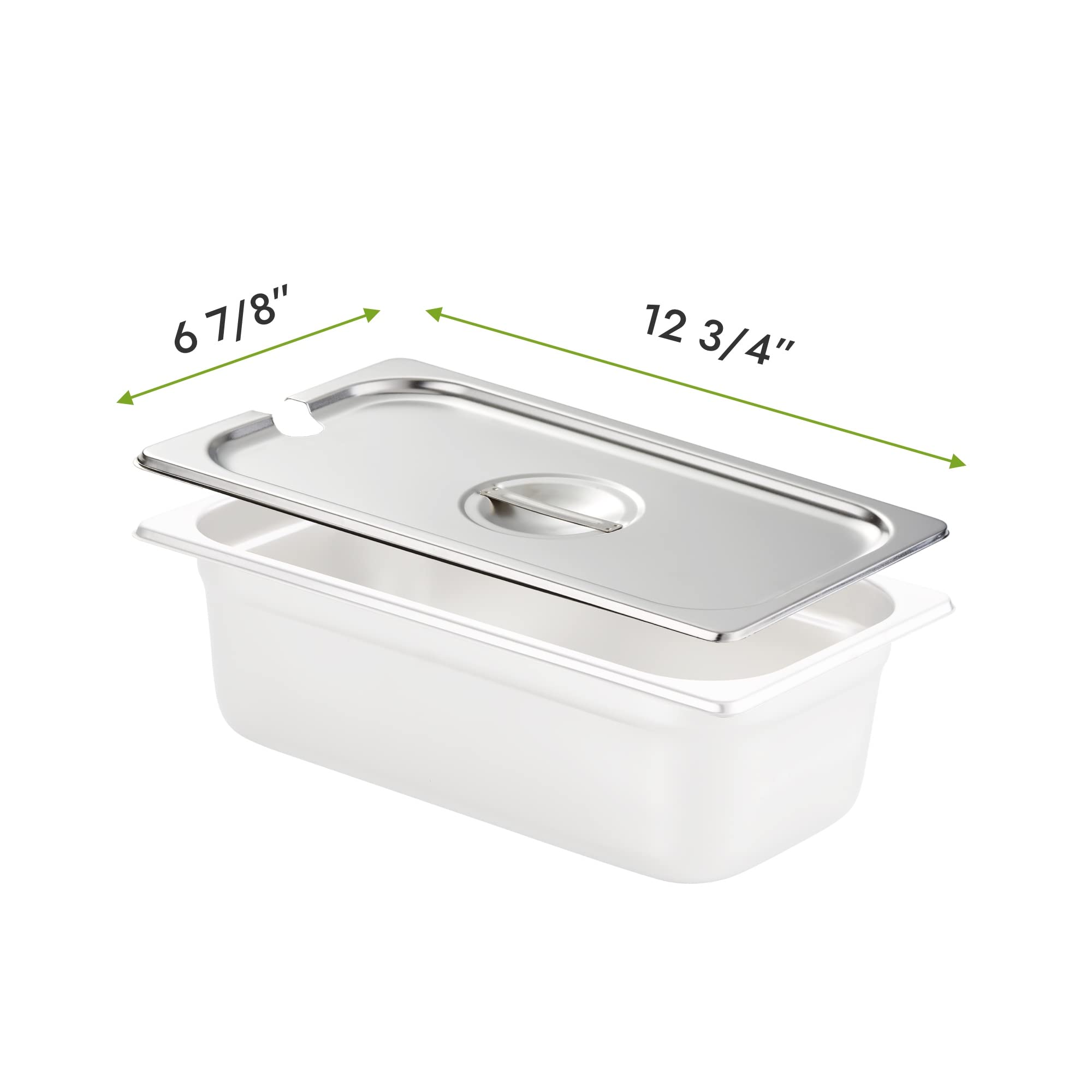 HECMAC 6-Pack 1/3 Size Slotted Hotel Pan Cover,Stainless Steel Solid Steam Table Catering Food Pan Lid with Handle