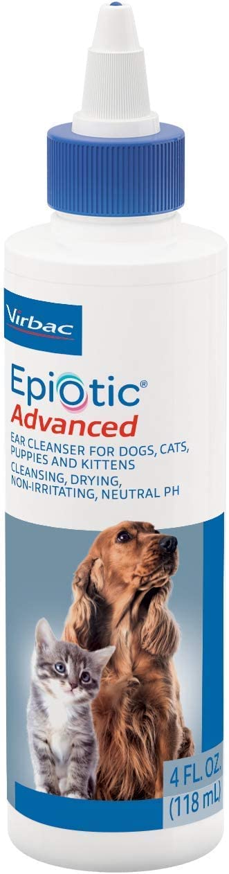 OTOMITE PLUS Ear Miticide Mite Treatment for Cats & Dogs 15 mL w/ EpiOtic Advanced Ear Cleanser 118 mL & 100 Degrease Cotton Tips + 16 Large Cotton Balls - Cleans, Dries, Deodorizes & Clears Ear Mites