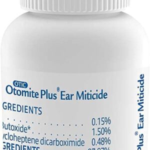 OTOMITE PLUS Ear Miticide Mite Treatment for Cats & Dogs 15 mL w/ EpiOtic Advanced Ear Cleanser 118 mL & 100 Degrease Cotton Tips + 16 Large Cotton Balls - Cleans, Dries, Deodorizes & Clears Ear Mites