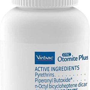 OTOMITE PLUS Ear Miticide Mite Treatment for Cats & Dogs 15 mL w/ EpiOtic Advanced Ear Cleanser 118 mL & 100 Degrease Cotton Tips + 16 Large Cotton Balls - Cleans, Dries, Deodorizes & Clears Ear Mites