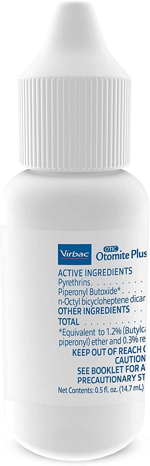 OTOMITE PLUS Ear Miticide Mite Treatment for Cats & Dogs 15 mL w/ EpiOtic Advanced Ear Cleanser 118 mL & 100 Degrease Cotton Tips + 16 Large Cotton Balls - Cleans, Dries, Deodorizes & Clears Ear Mites