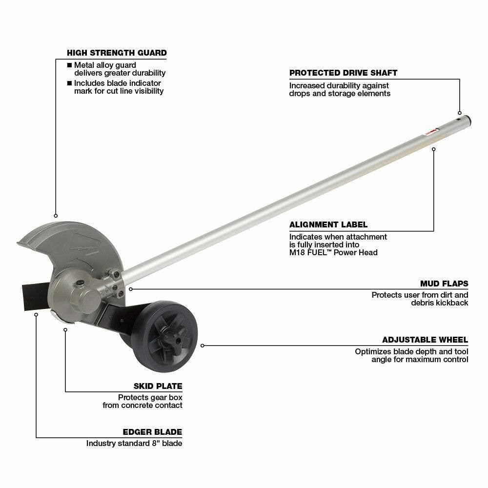 For Milwaukee 49-16-2718 M18 FUEL 18V 8-Inch QUIK-LOK Edger Attachment Length 38 in. Width 5 in. Height 12.5 in.