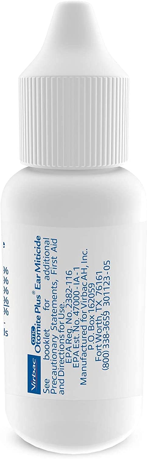 OTOMITE PLUS Ear Miticide Mite Treatment for Cats & Dogs 15 mL w/ EpiOtic Advanced Ear Cleanser 118 mL & 100 Degrease Cotton Tips + 16 Large Cotton Balls - Cleans, Dries, Deodorizes & Clears Ear Mites