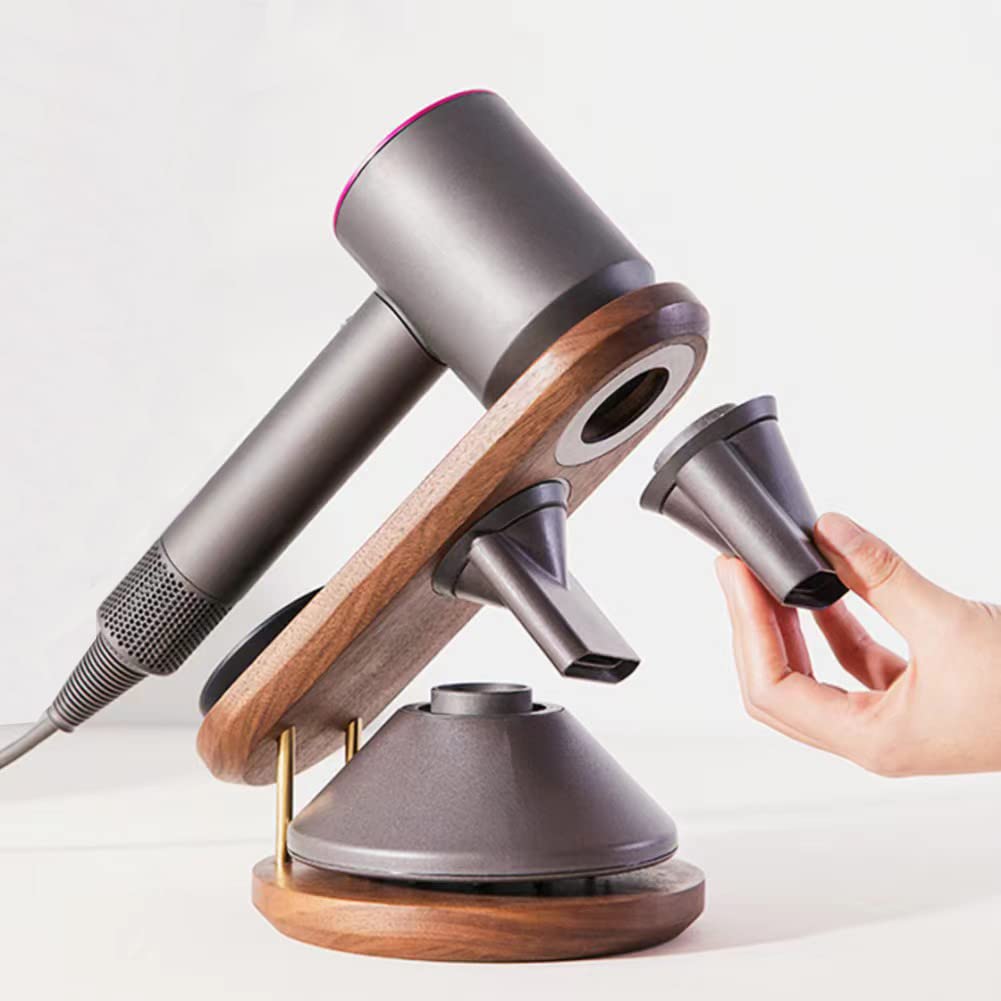 Hair Dryer Holder for Dyson Supersonic, Magnetic Hair Dryer Display Holder Walnut Wood Bathroom Organizer for Dyson Supersonic Hair Dryer Accessories (for Dyson Supersonics Stand Holder)