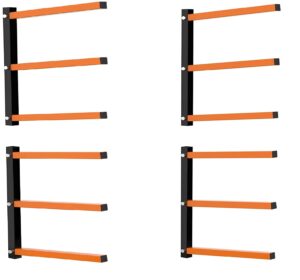 zwanping lumber storage rack,lumber rack wall mount wood organizer and lumber storage metal rack with 3-level - indoor & outdoor use, 4 pack