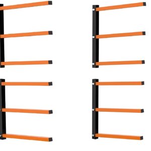 ZWanPing Lumber Storage Rack,Lumber Rack Wall Mount Wood Organizer and Lumber Storage Metal Rack with 3-Level - Indoor & Outdoor Use, 4 Pack