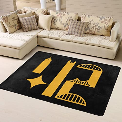 Pittsburgh Skyline 412 Area Rugs Home Decor Floor Mats Living Room Bedroom Kitchen Carpet 63 X 48 Inch