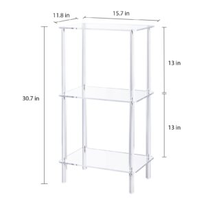 Acrylic Bookcase for Small Spaces, 3 Tier Clear Bookshelf for Bedroom, Bathroom, Living Room, Multipurpose Shelving Unit for Collectibles, Plants, Display, 15.7'' L x 11.8'' W x 30.7'' H