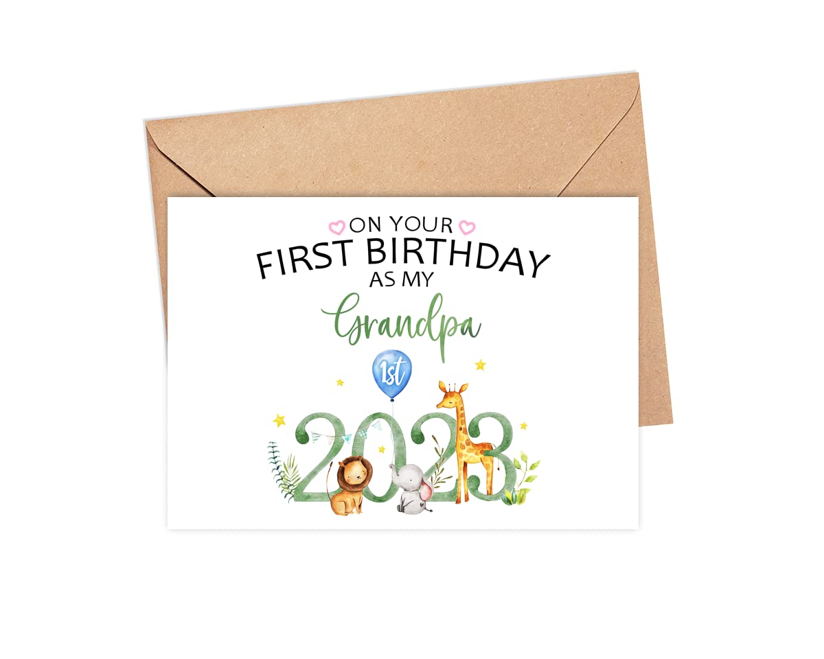 2023 On Your First Birthday As A Grandpa - Happy 1St Birthday As My Grandpa - Cute Birthday Card - Happy Birthday Card For Grandpa - Grandpa Card - Father's Day Card - Greeting Card For Birthday