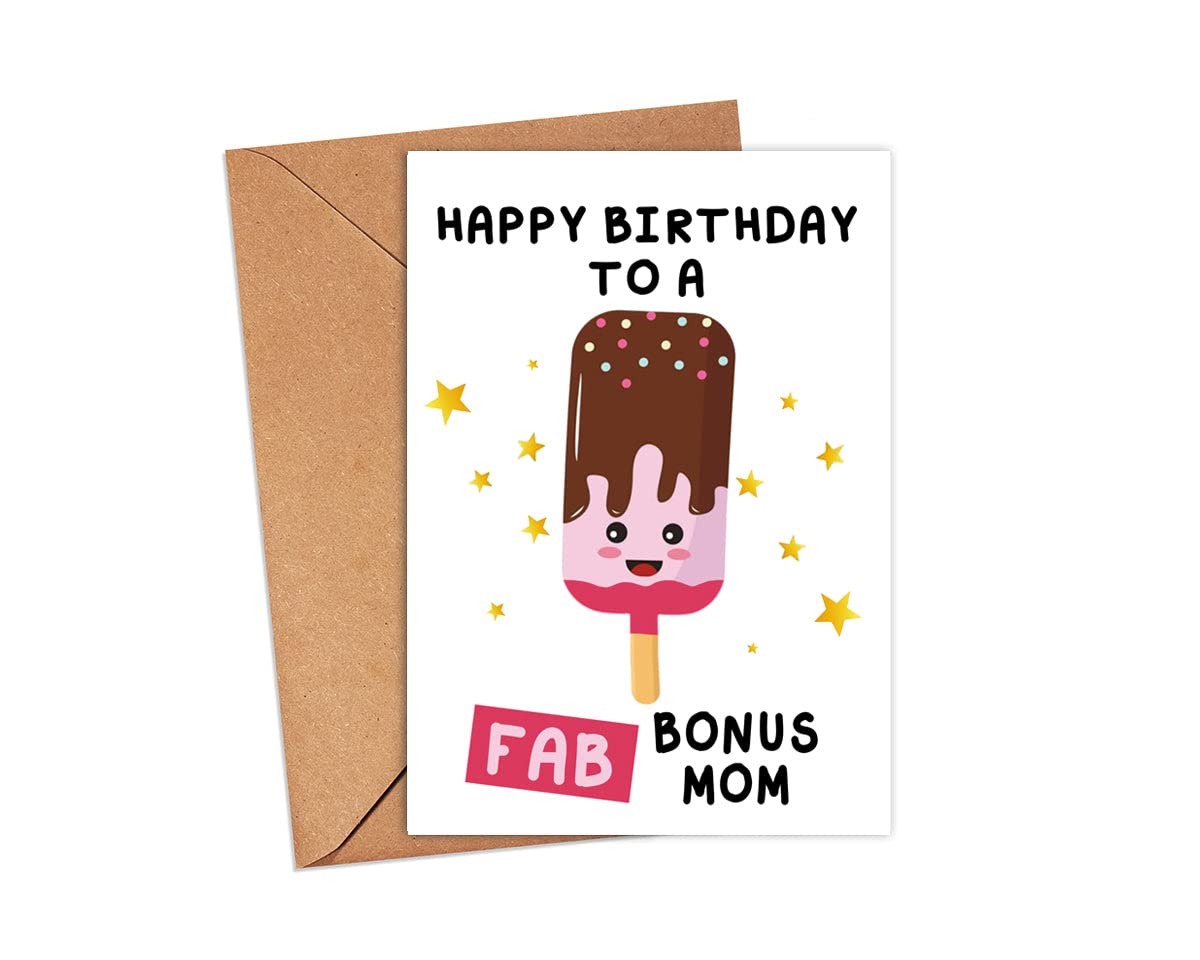 GavinsDesigns Happy Birthday To A Fab Bonus Mom Card - Greeting Card - Happy Birthday Card - Fab Birthday Gift For Her - Fab Bonus Mom Card - Fab Birthday For Bonus Mom Card - Funny Birthday Card