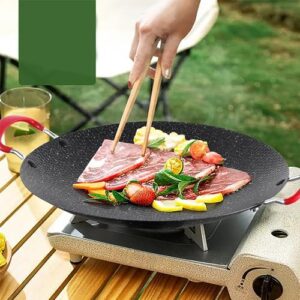 MOUMOUTEN Korean Grilling Pan, Korean BBQ Grill Seasoned Cast Iron Griddle Pan Non-Stick Grill, 8 in 1 Dual Anti Scalding Handles Cast Iron Skillets, Indoor or Outdoor grilling (Non Electric)(30CM)