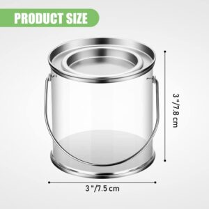 Mautacly Paint Bucket Clear Bucket with Metal and Handle Decorative Clear Plastic Bucket Storage Clear Paint Can 8 Pack