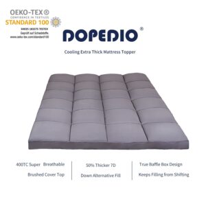 DOPEDIO Mattress Topper Queen,Extra Thick Mattress Pad,Cooling Mattress Topper Pillow Top Breathable Soft with 8"-21" Deep Pocket Down Alternative Fill (60x80 Inches, Grey)