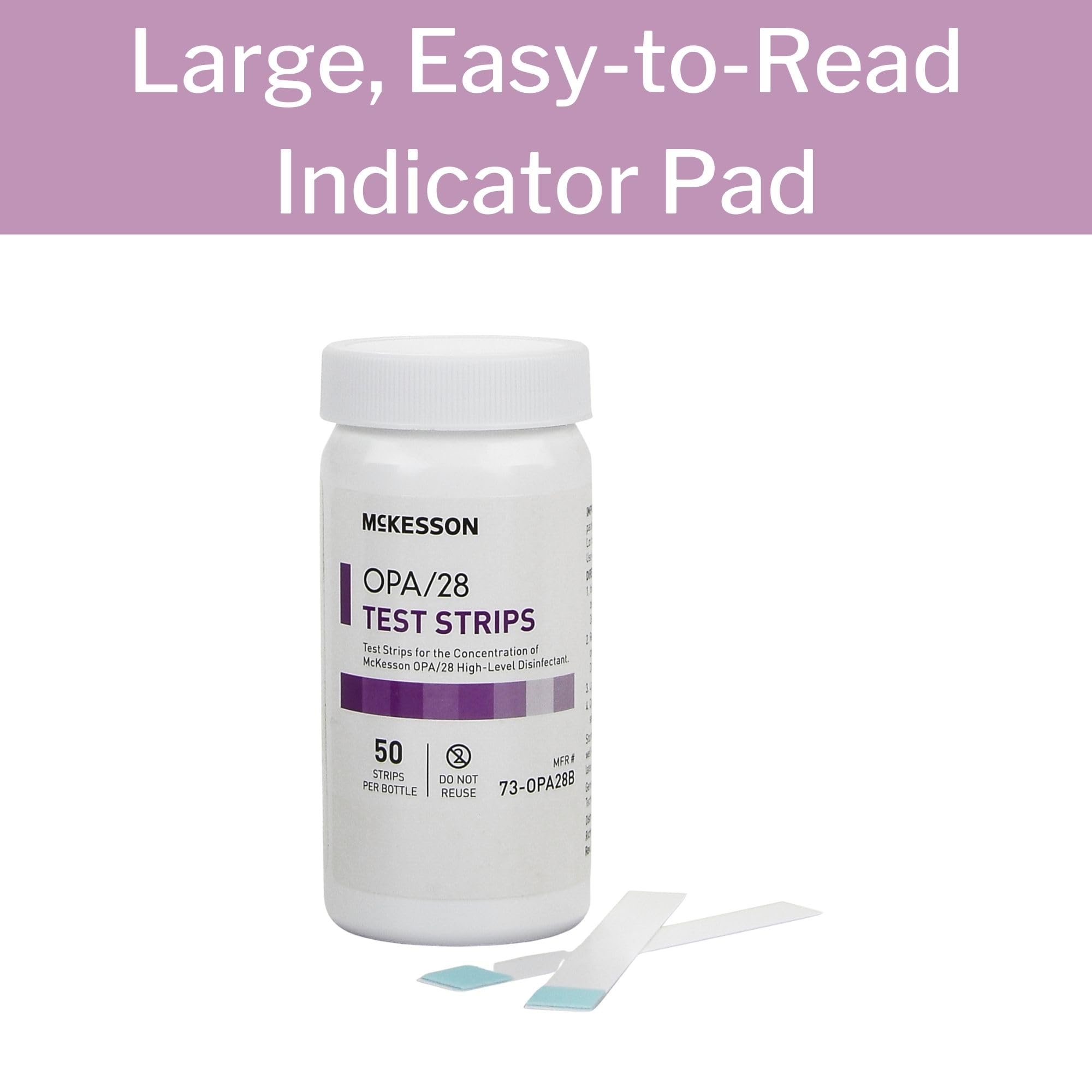 McKesson OPA/28 Test Strips for Concentration Indicator, Single Use, 50 Count, 2 Packs, 100 Total