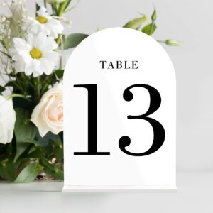 YourGala White Arch Wedding Table Numbers with Double Sided Lettering 1-20, Acrylic Signs with Stands, Perfect for Weddings, Events, Parties, Ceremonies