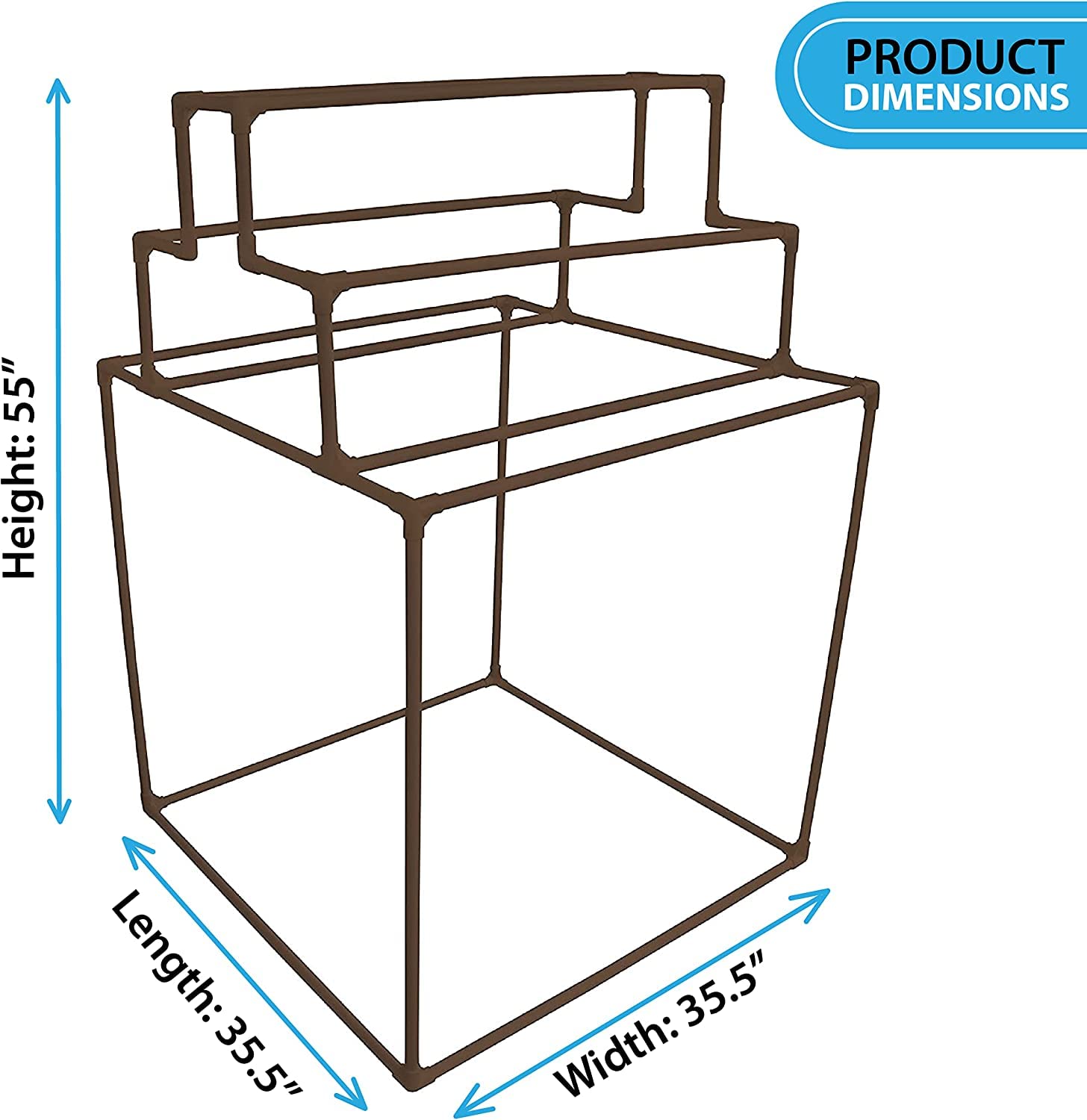 Essentially Yours Pyramid Towel Rack 10 Bar - Dry Wet Towels, Organize Fresh Towels - 36" L x 36" W x 56" H Poolside Towel Storage Organizer, (35.5" W x 35.5" L x 55" H), Brown Style 744125