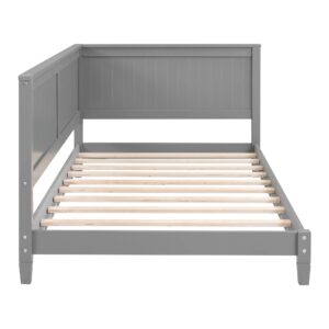 Merax Twin Size Daybed, Wood Twin Daybed Frame with Headboard, Twin Size Sofa Bed, Perfect for Lounging, Sleeping or Entertaining Guests, Gray