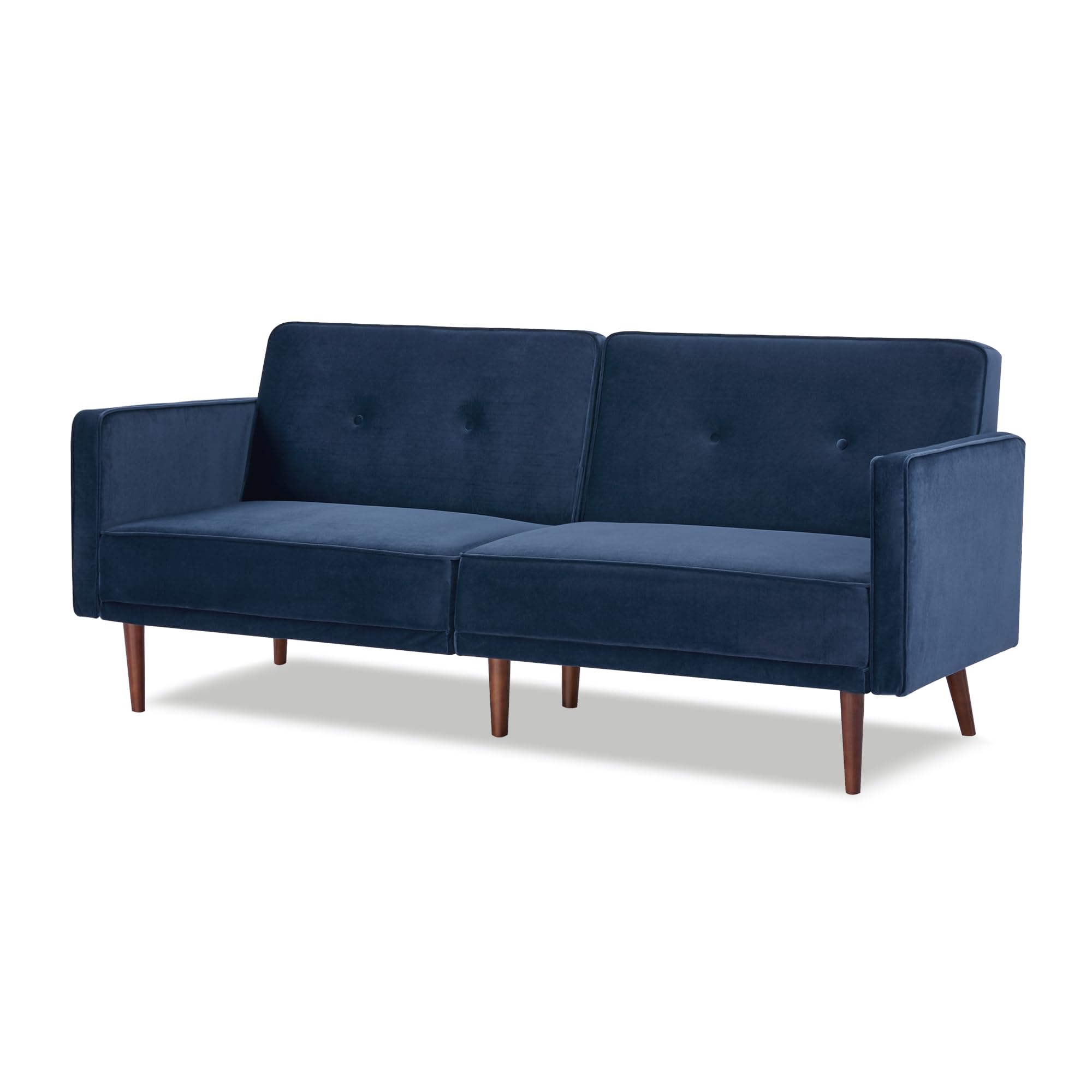 Artdeco Home Convertible Sofa with 3 Level of Adjustability, 76" W Mid-Century Style Soft 100% Polyester Fabric Sofa Bed for Living Room (Velvet Blue)