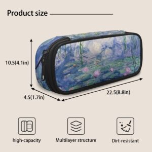 JooMeryer Monet Water Lilies Oil Painting Pen Pencil Case Organizer Holder Pencil Case for Girls Boys Teen Students,Monet Water Lilies